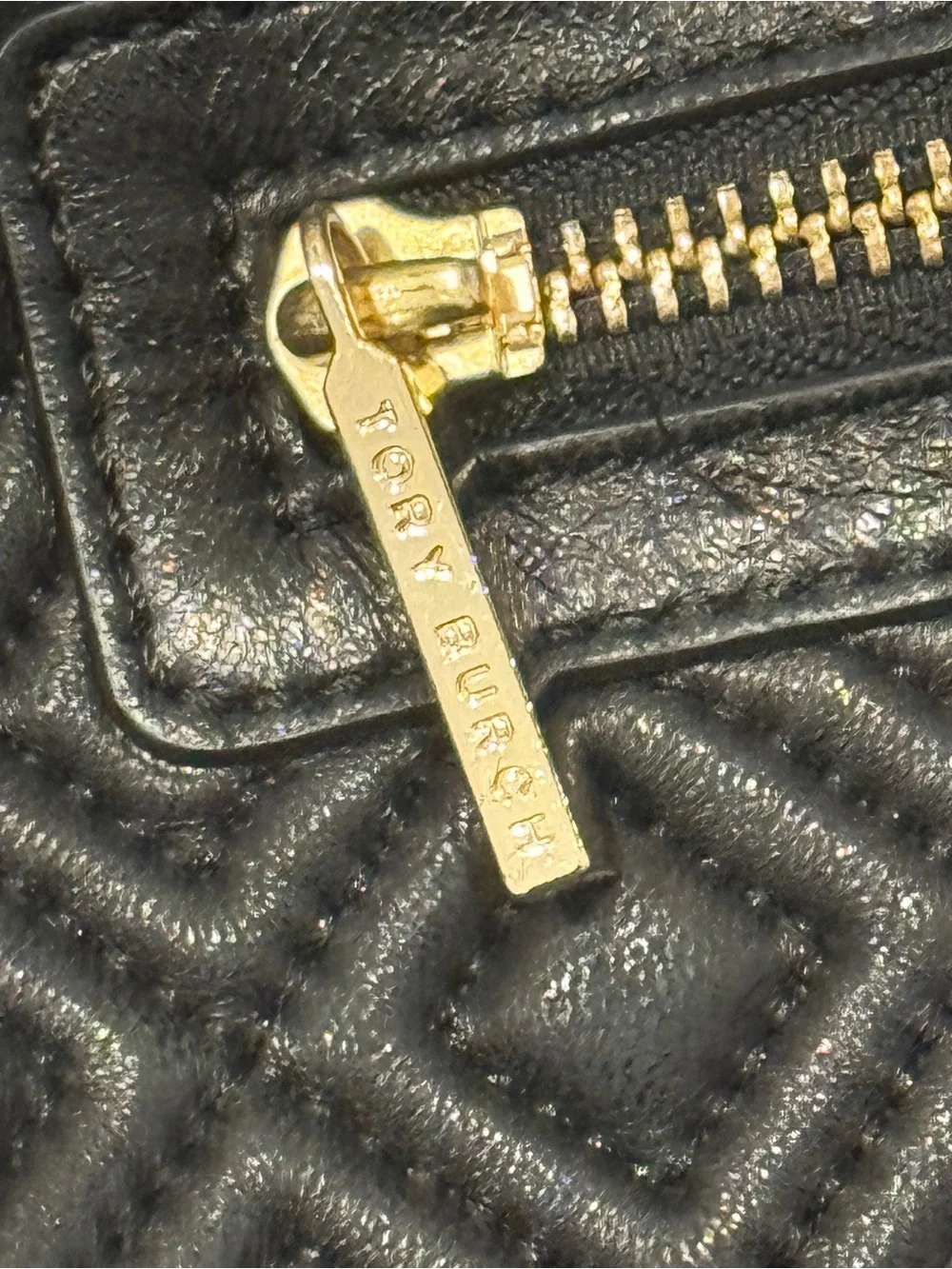 Tory Burch Black Quilted Logo Chain-Handle Tote